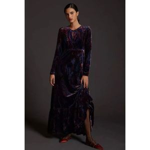 New Anthropologie Burnout Velvet Maxi Dress Size 00